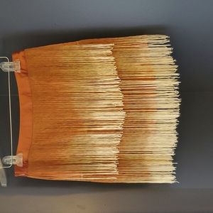 Orange Silk and Fringe Mini Skirt
